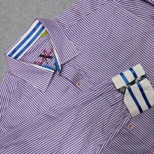 Robert‎ Graham Shirt Large Tailored Fit Flip Cuff Striped Luxury Designer